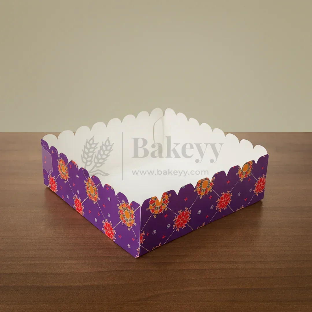 Purple Floral 4 Brownie Box With Transparent Lid | Pack of 10 - Image 4
