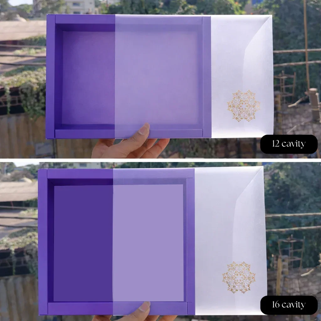 Purple Sliding Chocolate Box with Gold Cavity | Premium Gift Box for Chocolates | Pack of 10 - Image 2