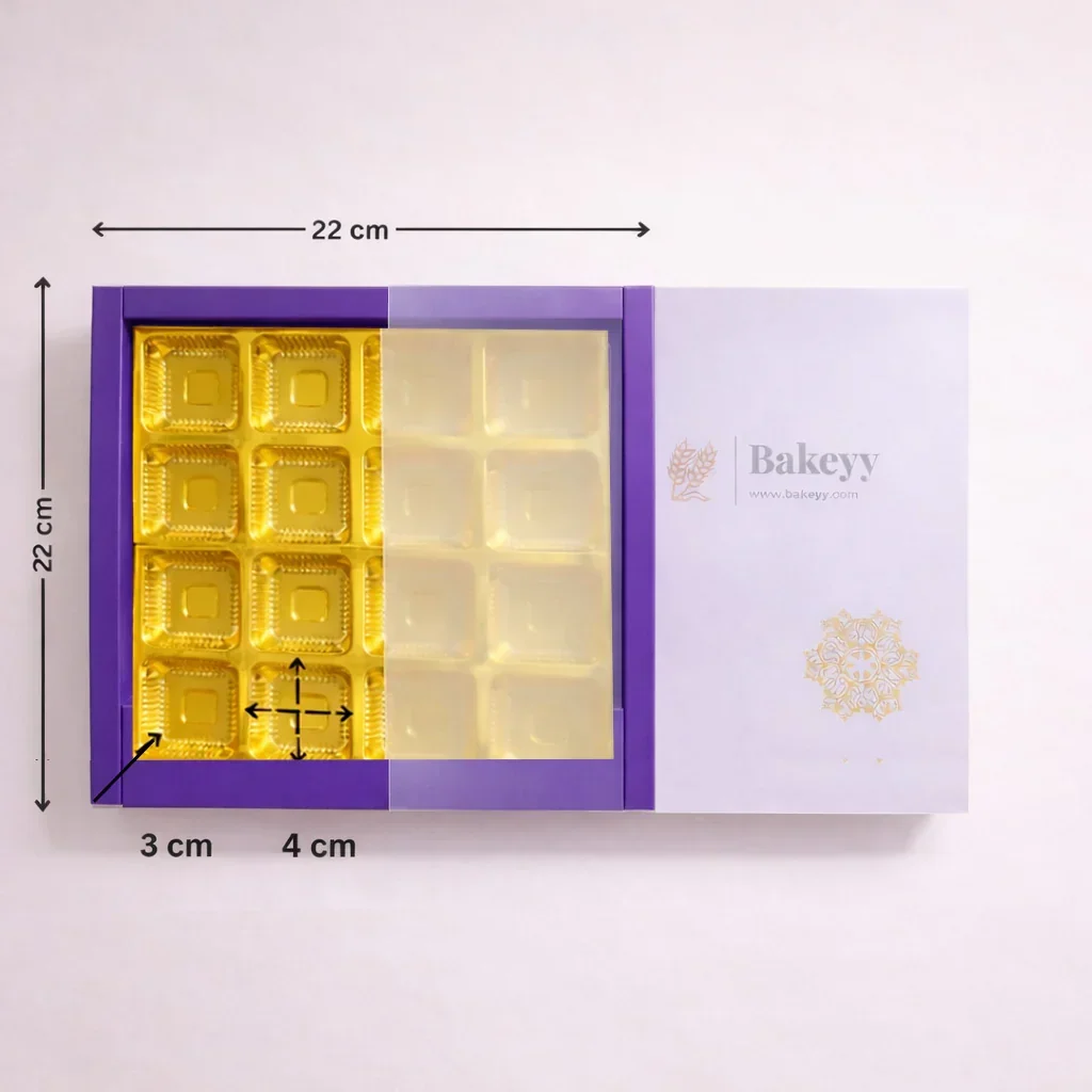 Purple Sliding Chocolate Box with Gold Cavity | Premium Gift Box for Chocolates | Pack of 10 - Image 4