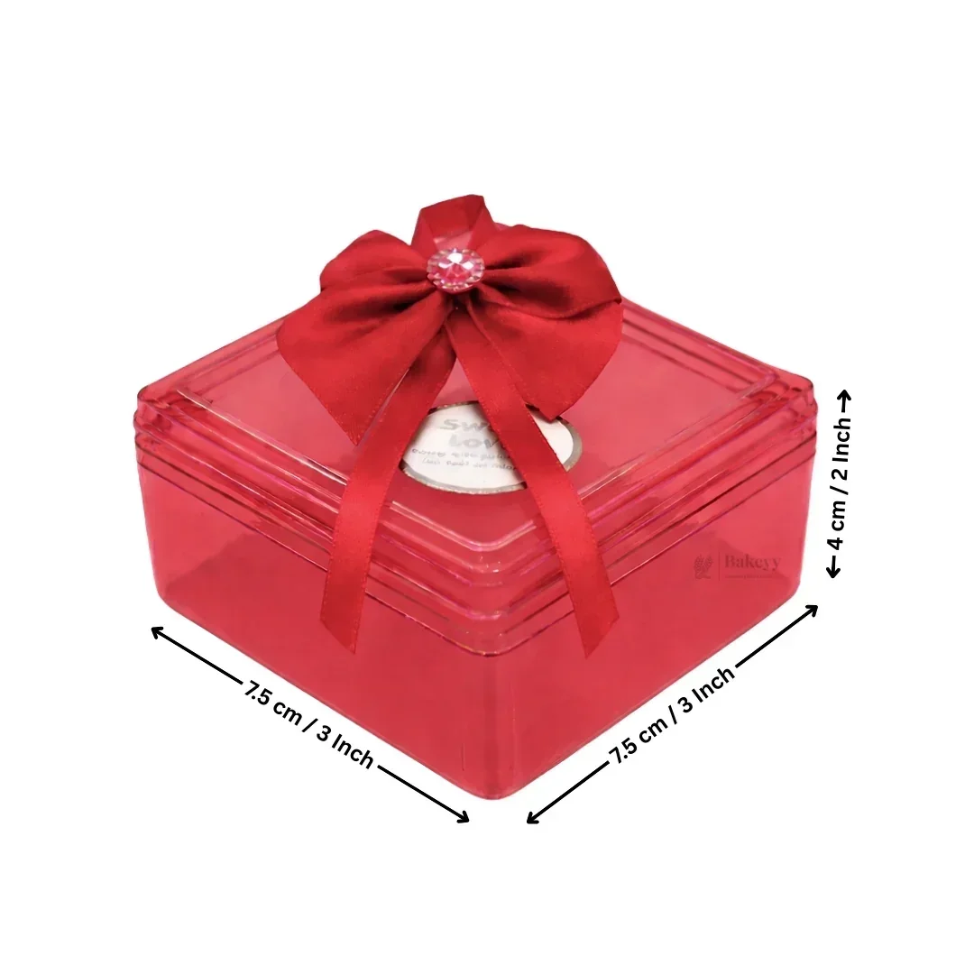 Square Decorative Acrylic Box | Empty Gift Box | Chocolate Box | Sweet Box | Jewellery Box | Plastic Box | Pack of 12 - Image 3