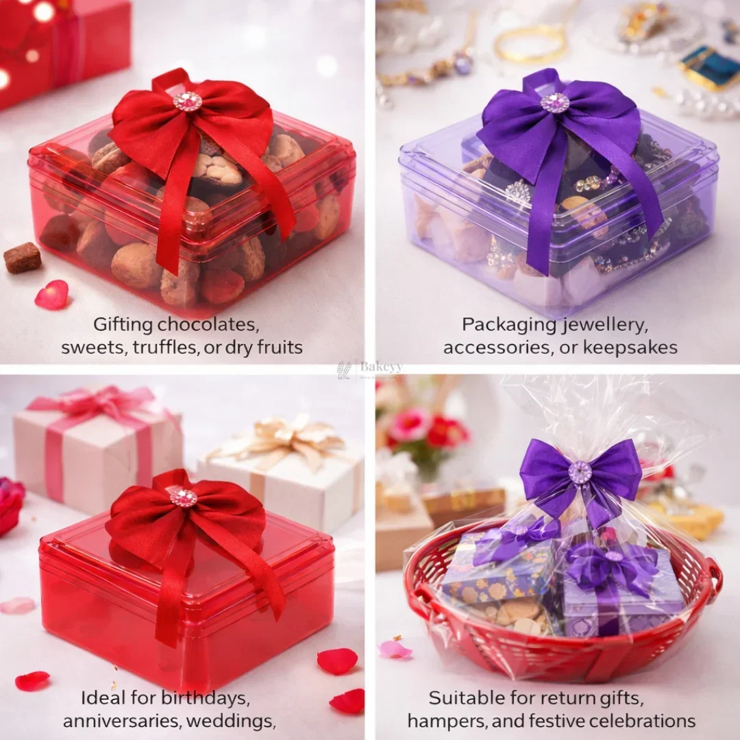 Square Decorative Acrylic Box | Empty Gift Box | Chocolate Box | Sweet Box | Jewellery Box | Plastic Box | Pack of 12 - Image 6