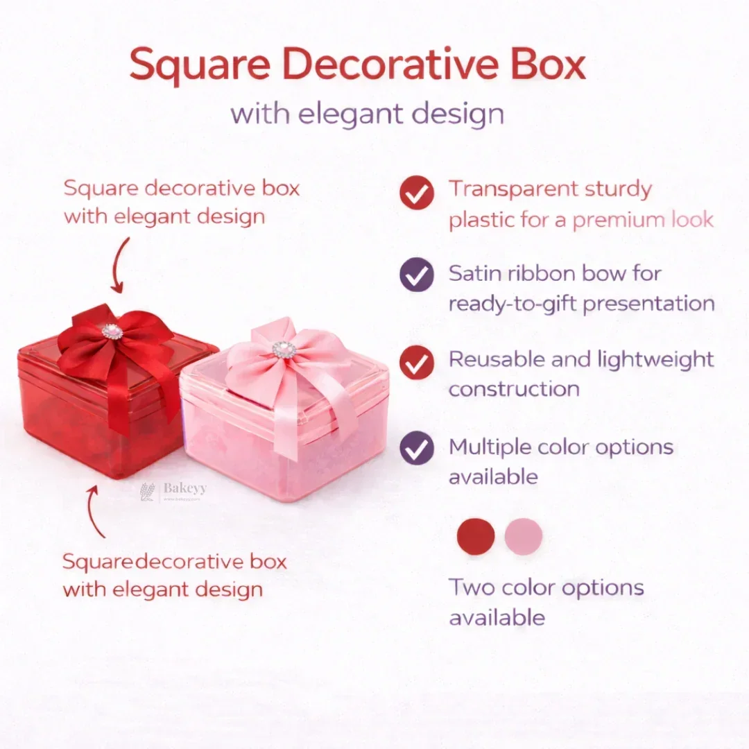 Square Decorative Acrylic Box | Empty Gift Box | Chocolate Box | Sweet Box | Jewellery Box | Plastic Box | Pack of 12 - Image 8