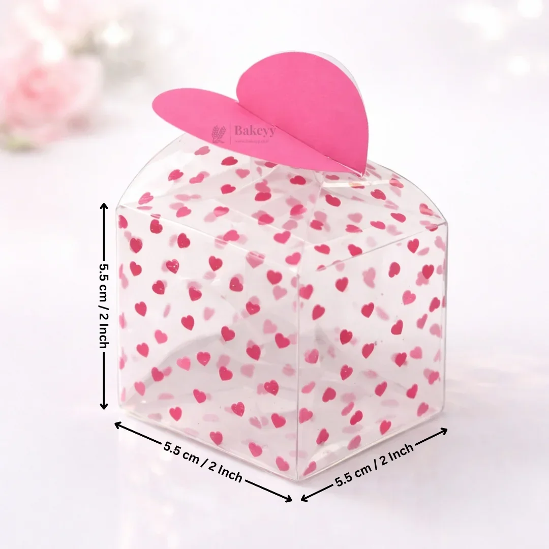 Valentine Theme Transparent Gift Boxes | Heart Print Decorative Favor & Hamper Boxes | Multiple Designs Available | Pack of 10 - Image 9