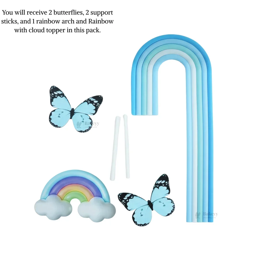 Rainbow & Butterfly Cake Topper Set | Paper Topper | Arch Theme Decoration for Cakes | Multiple Colours Available | Pack of 1 - Image 8
