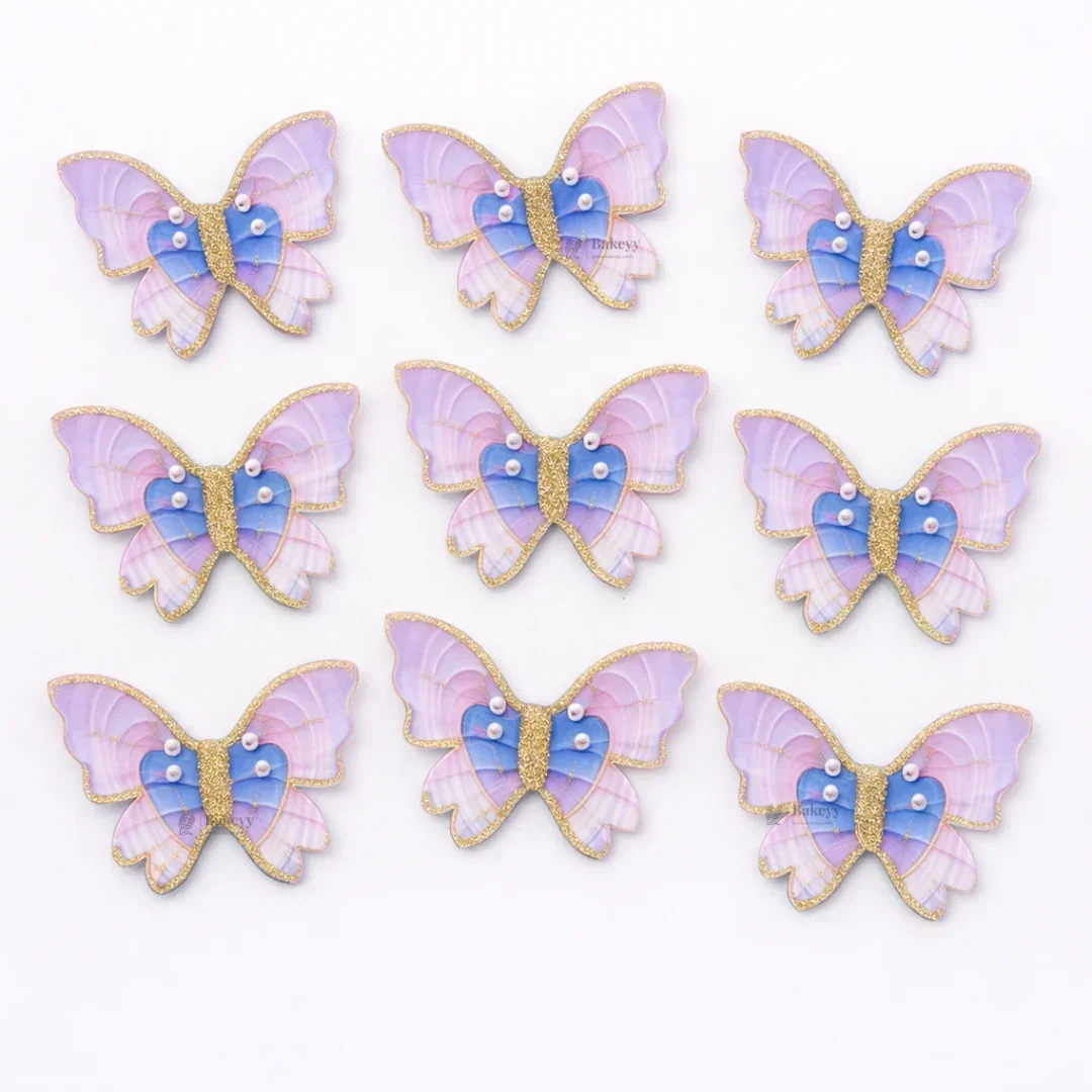 Rainbow Butterfly Cake Toppers with Gold Glitter Detailing | Elegant Decoration for Cakes, Cupcakes & Desserts | Pack of 10 - Image 8