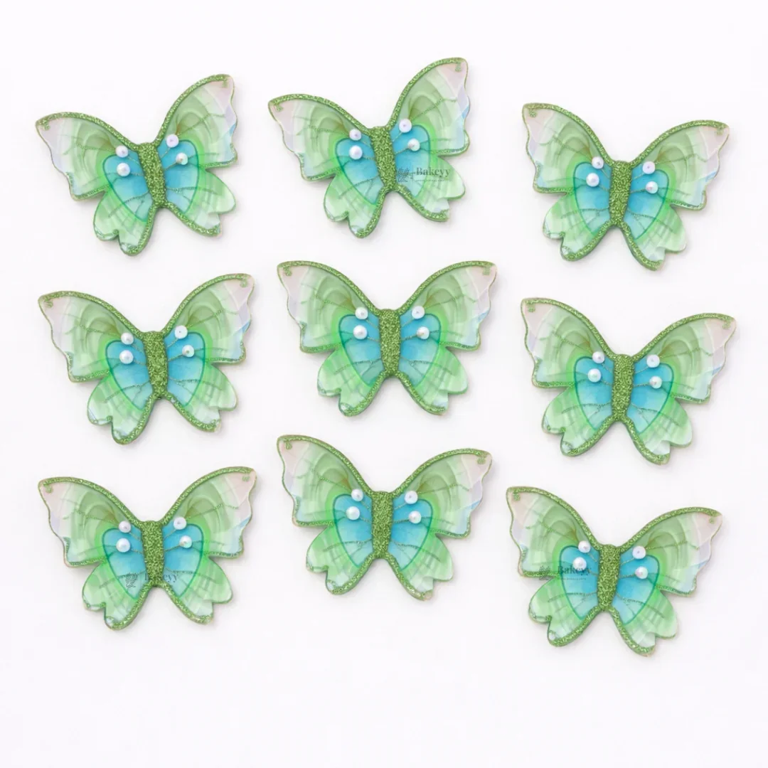 Rainbow Butterfly Cake Toppers with Gold Glitter Detailing | Elegant Decoration for Cakes, Cupcakes & Desserts | Pack of 10 - Image 9