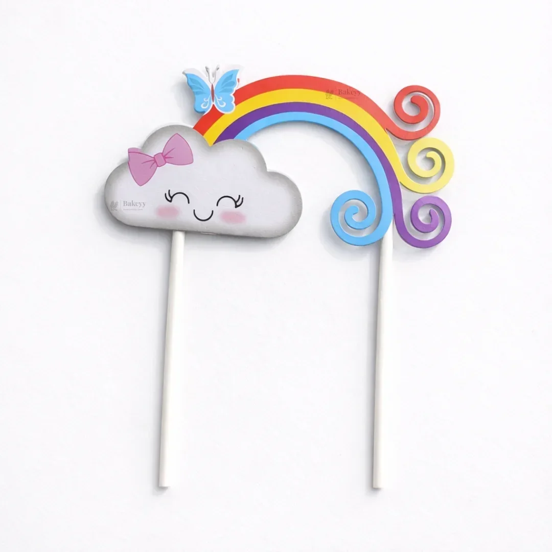 Rainbow Paper Cake Topper | Cute Cloud & Rainbow Designs for Cakes, Cupcakes & Dessert Tables | Pack of 5 - Image 5