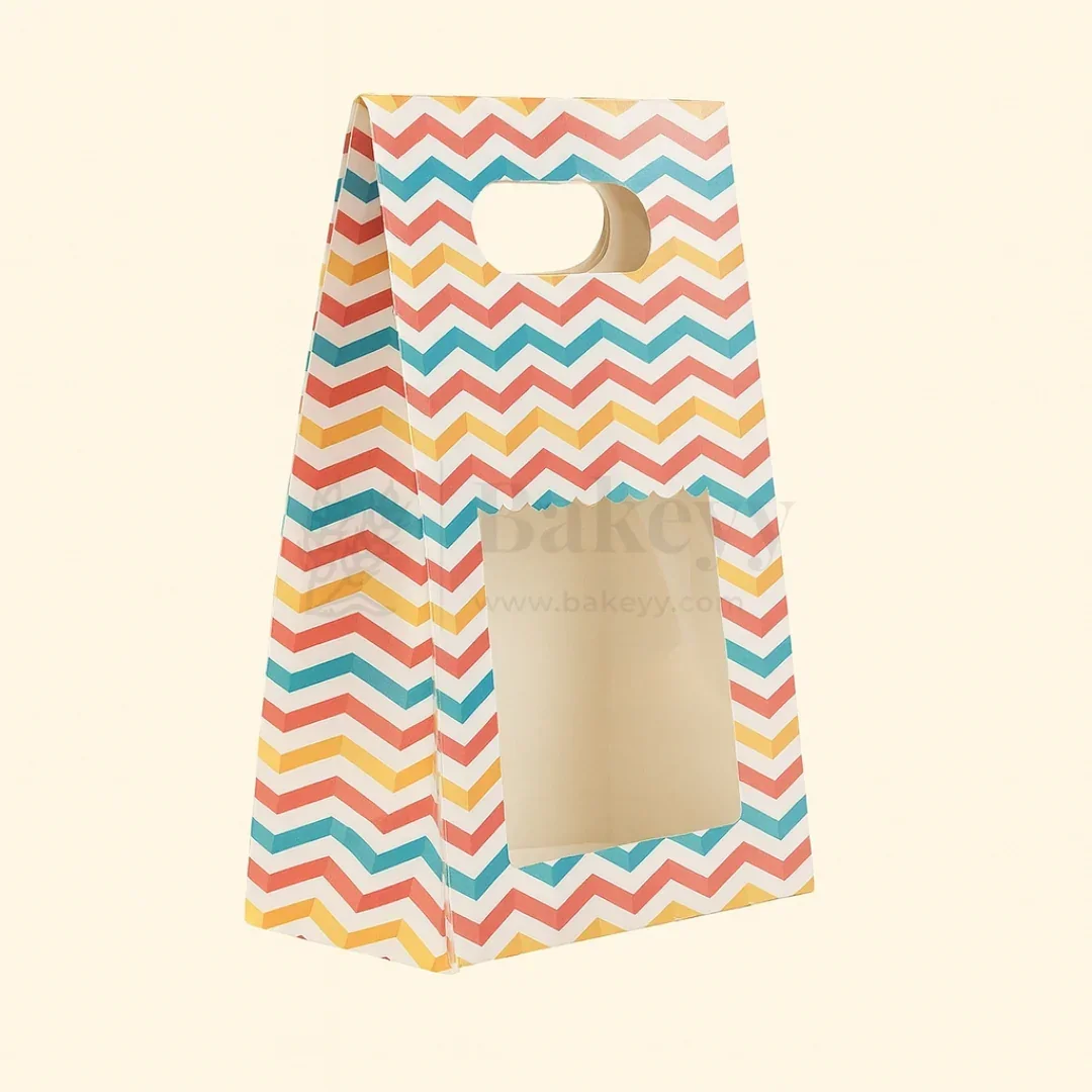 Rainbow Striped D-Cut Paper Bags| Pack of 10 - Image 2