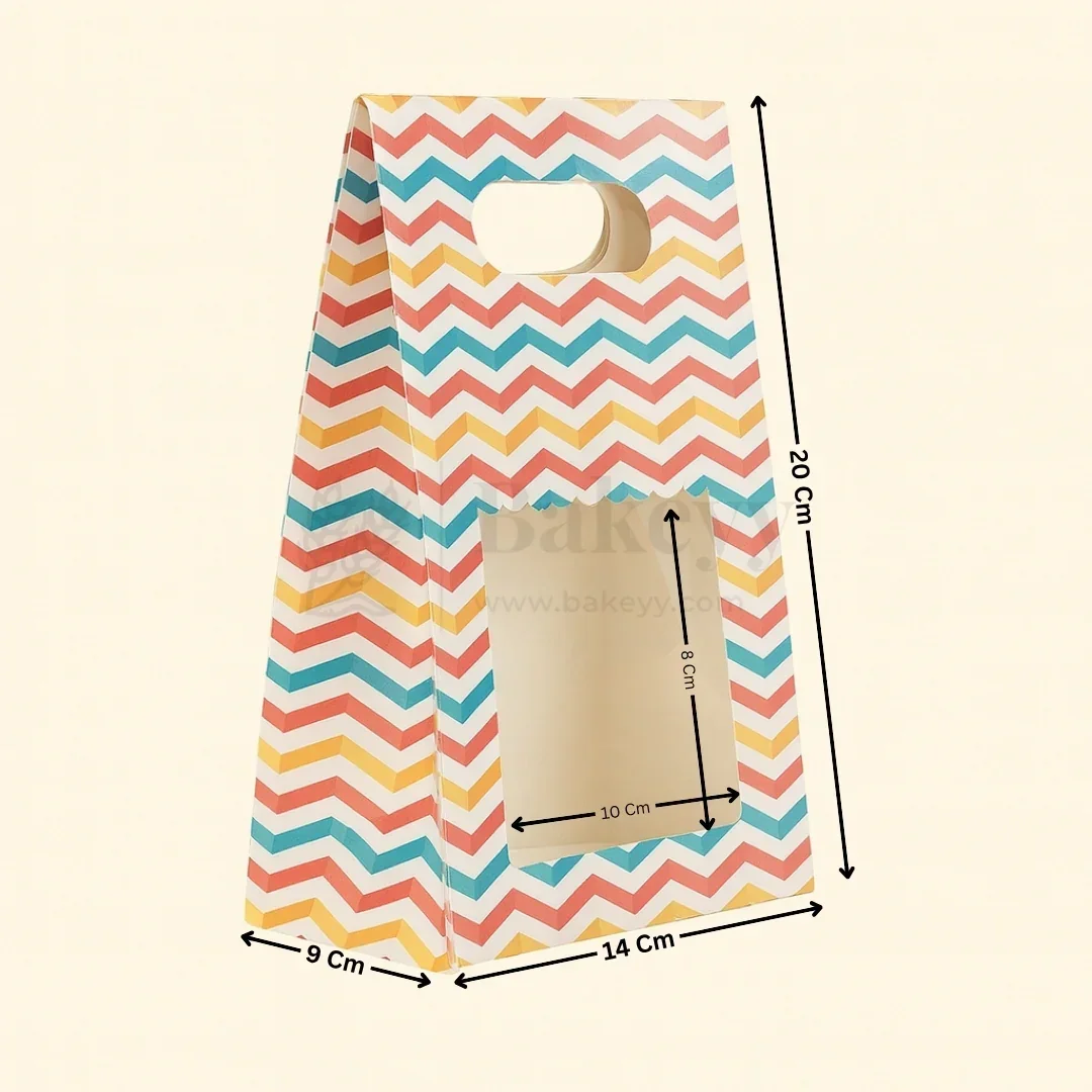 Rainbow Striped D-Cut Paper Bags| Pack of 10 - Image 4