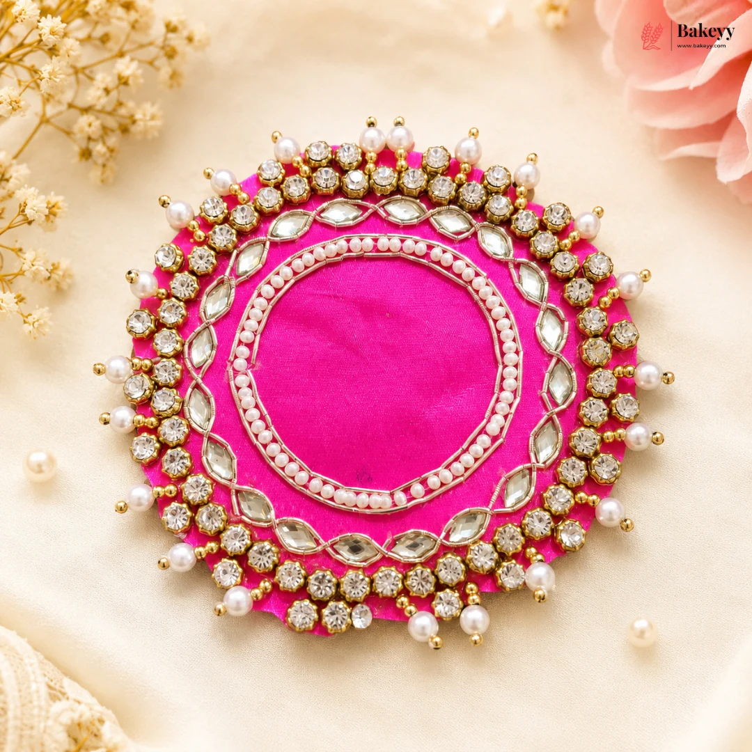 Rangoli Diya Mat | Pink and Yellow Color | Pack of 1 - Image 5
