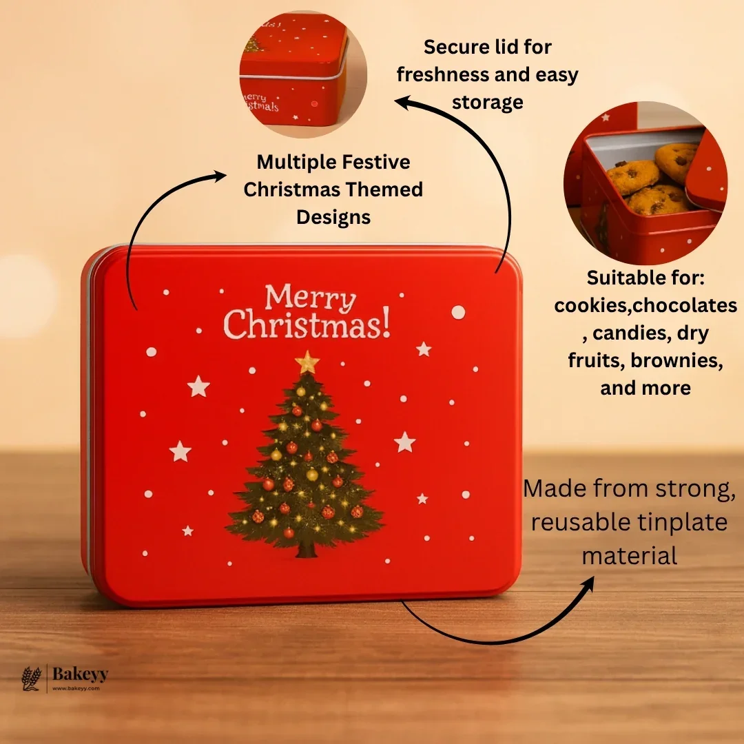 Rectangle Christmas Gift Storage Box | Christmas Cookie & Chocolate Tin Box | Pack of 6 - Image 13