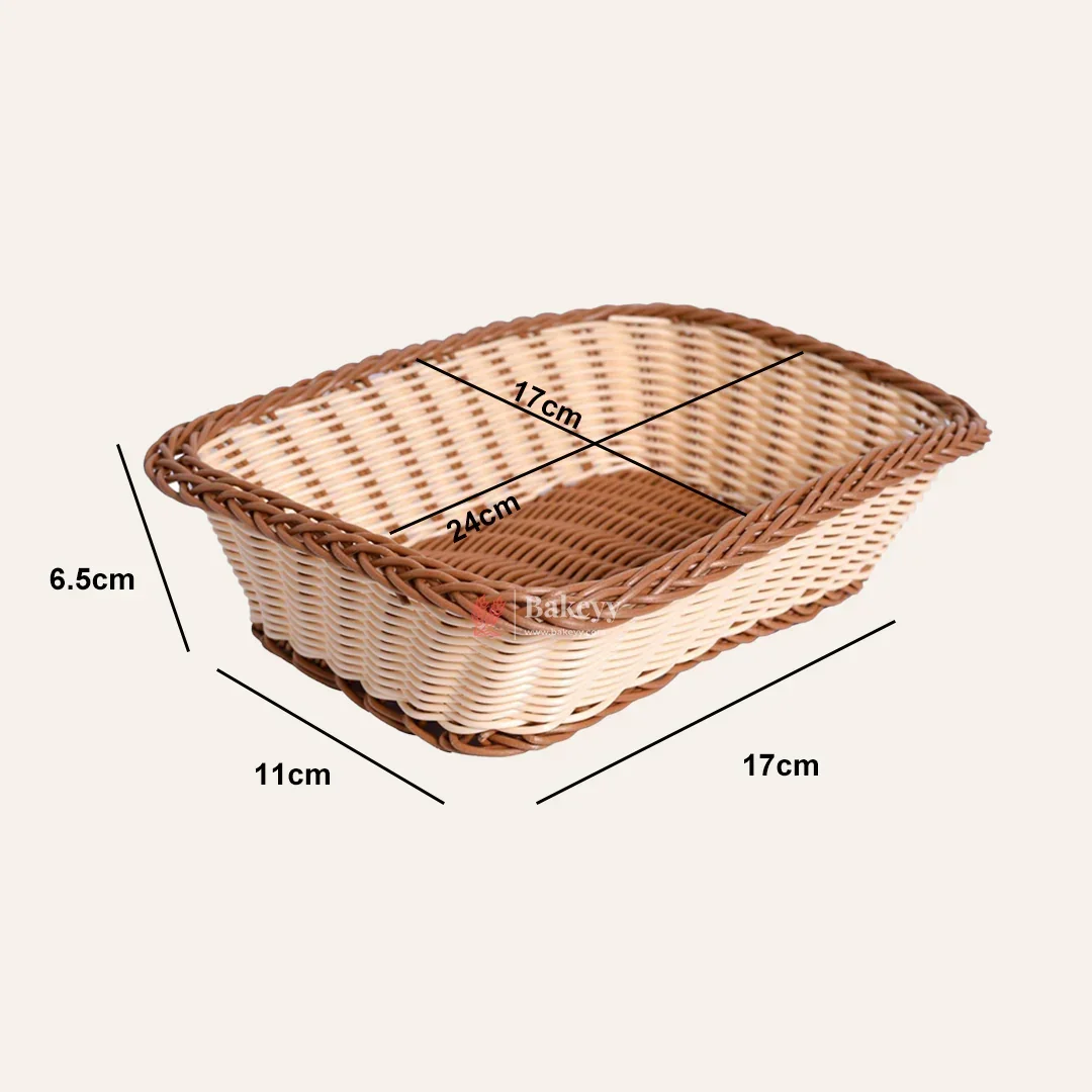 Rectangle Rustic Woven & Serving Basket | Natural Finish| 1 Piece - Image 2
