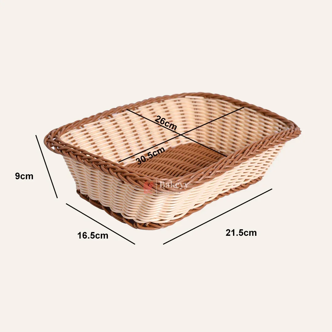 Rectangle Rustic Woven & Serving Basket | Natural Finish| 1 Piece - Image 4