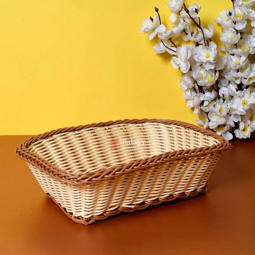 Rectangle Rustic Woven & Serving Basket | Natural Finish| 1 Piece - Image 5