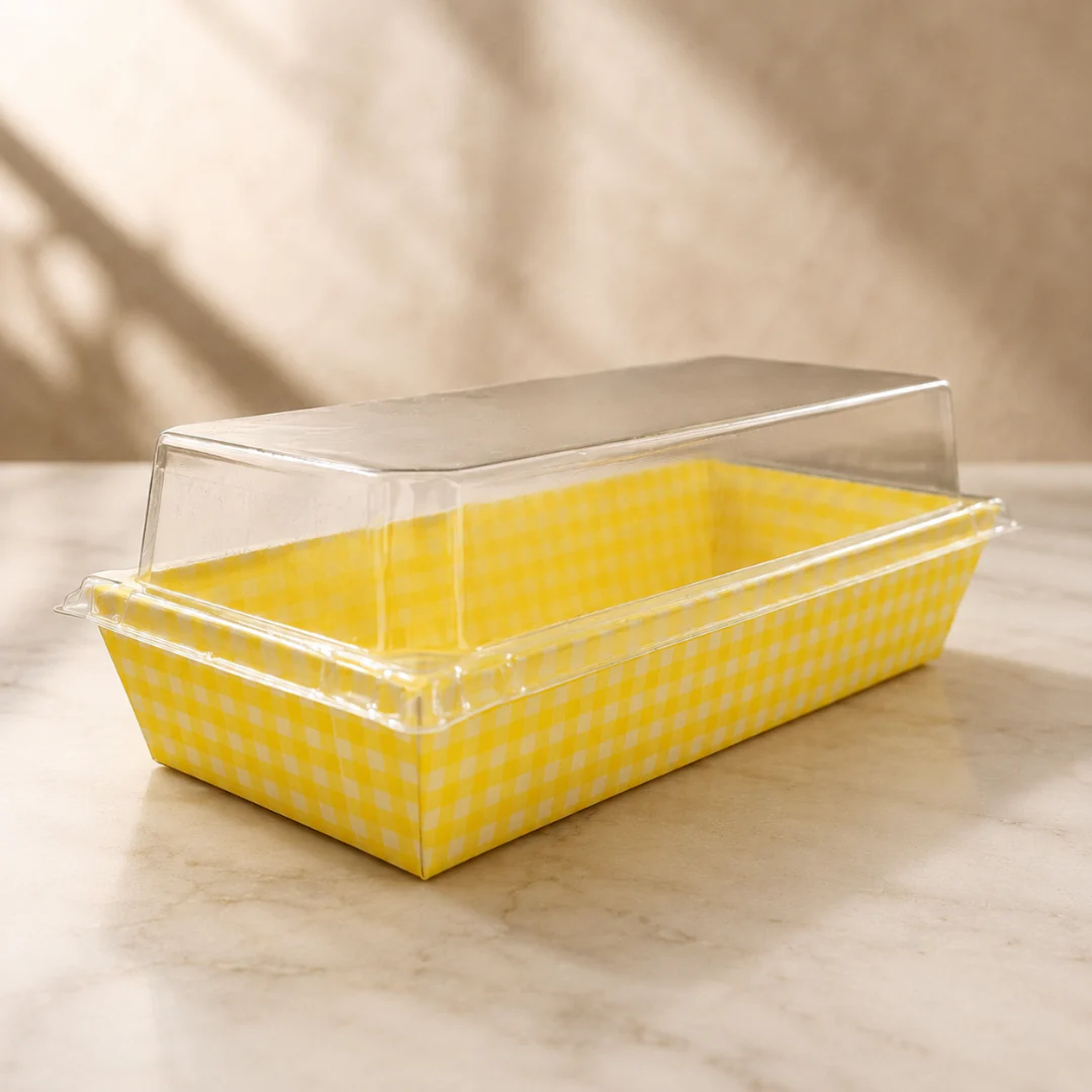 Rectangular Grid Pattern Loaf Box With Clear Lid | Bakery Packaging Box | Pack of 100 - Image 5
