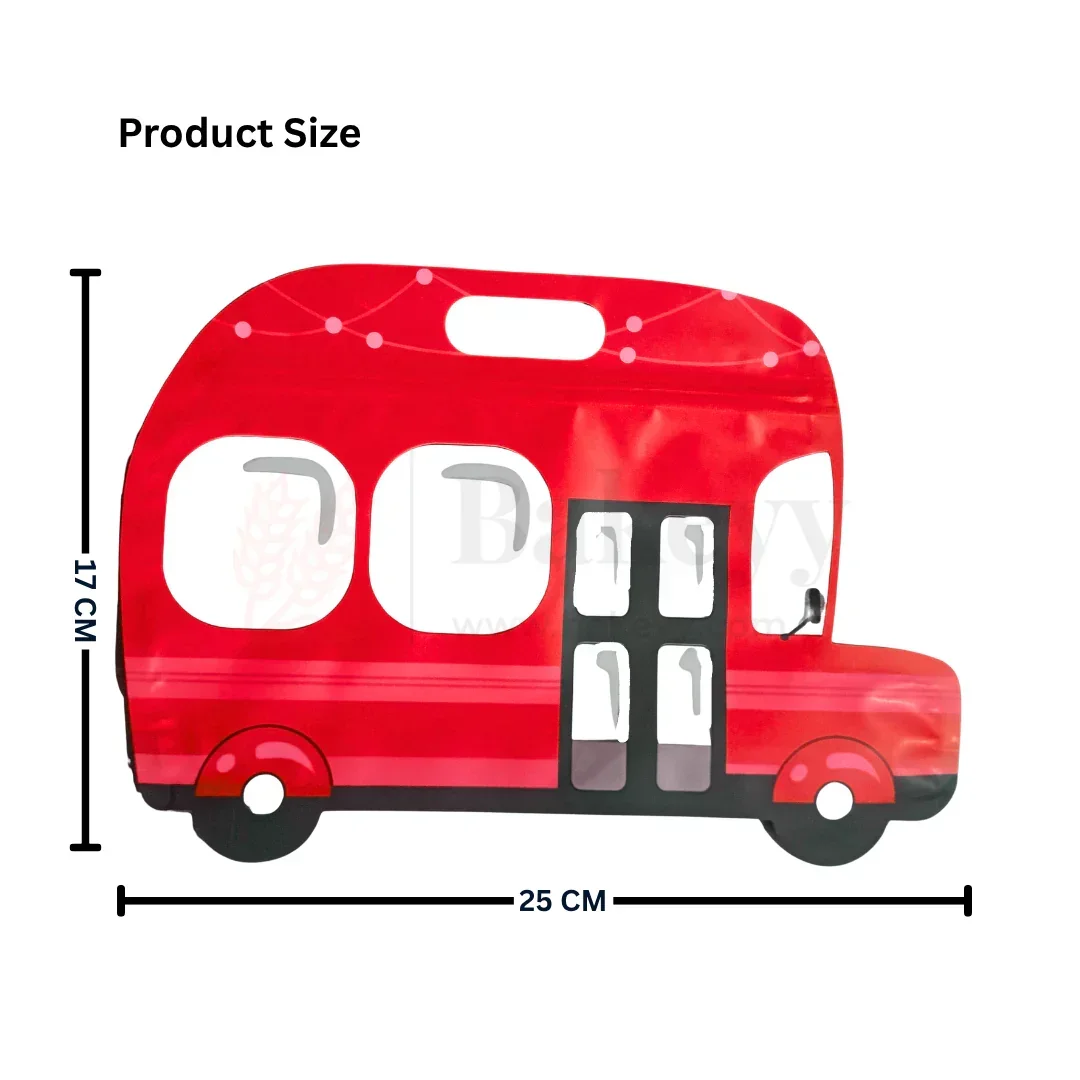 Red Bus Shape Zip Lock Bags | Bus Shape Bags For Kids | Pack of 50 - Image 2