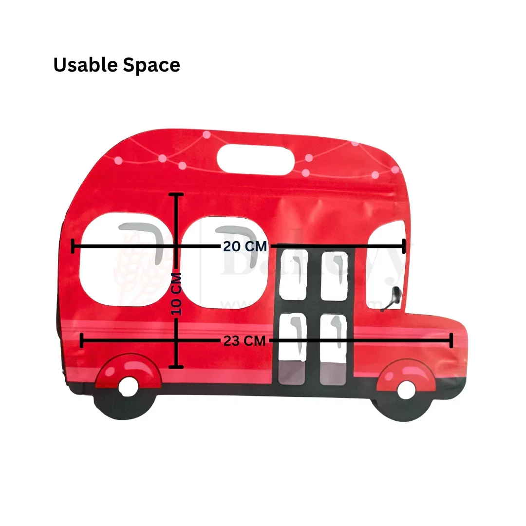 Red Bus Shape Zip Lock Bags | Bus Shape Bags For Kids | Pack of 50 - Image 3
