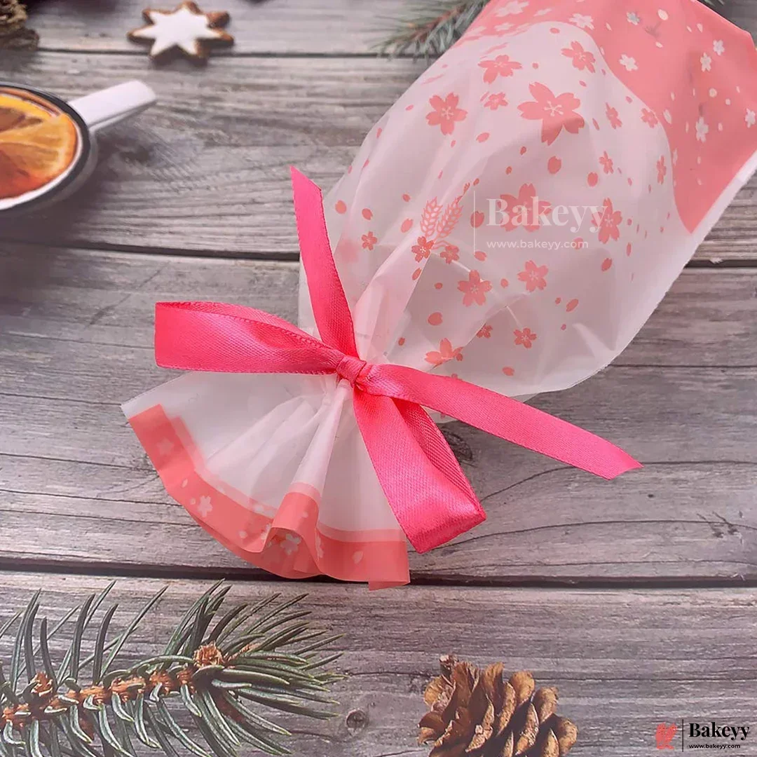 12x17.5cm Red Flower Plastic Stand Up Treat Favor Bags Gift Wrapper Bags for Candy Cookie Chocolate | Pack of 50 - Image 3