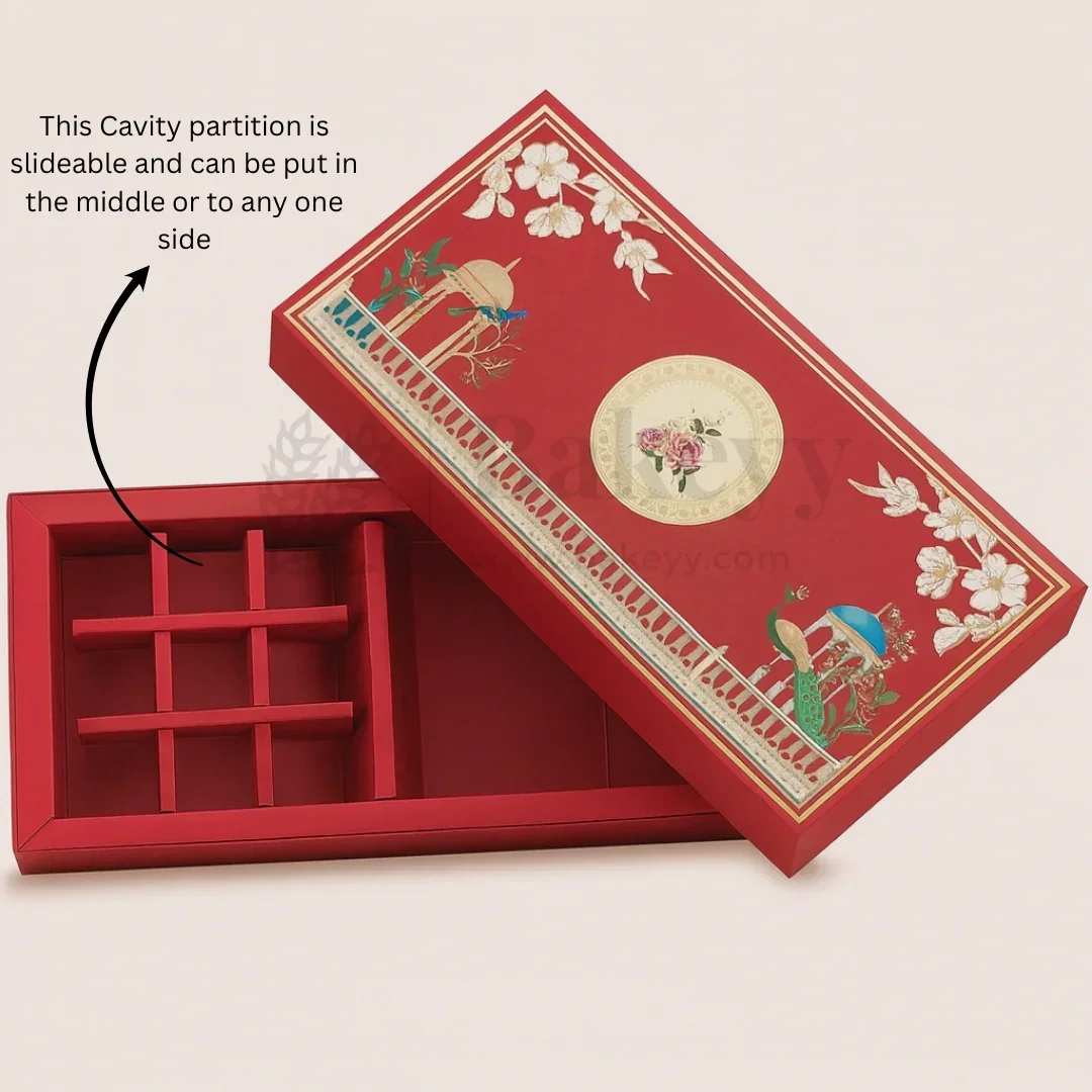Red Peacock 2 Brownie and 9 cavity Slider Hamper Box| 1 Piece - Image 3