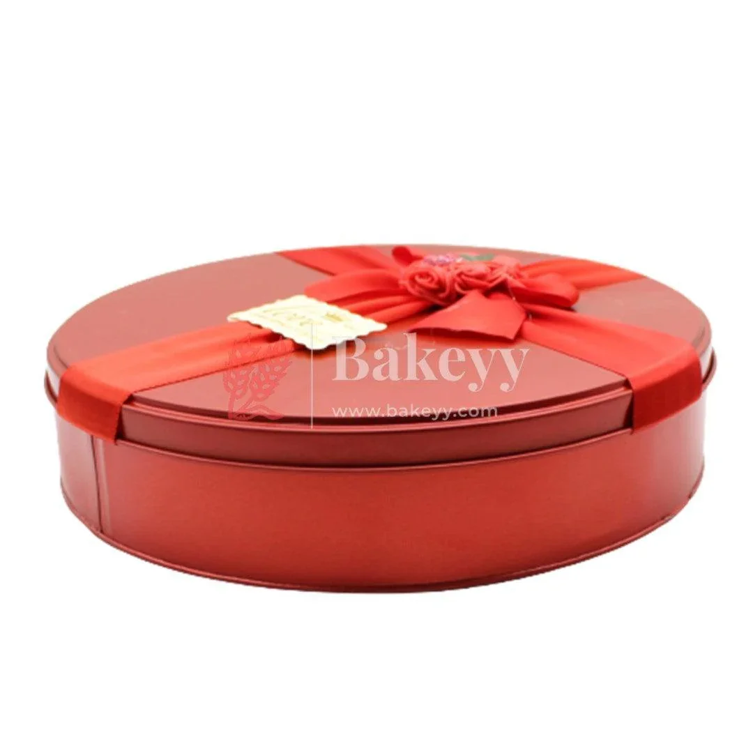 Red Round Empty Decorative Tin Box |Premium Luxury Box| 1 Piece - Image 3