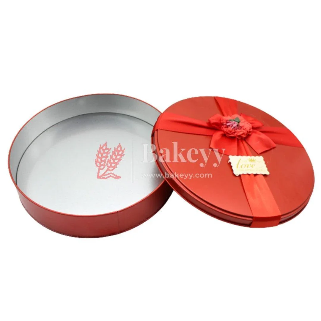 Red Round Empty Decorative Tin Box |Premium Luxury Box| 1 Piece - Image 4