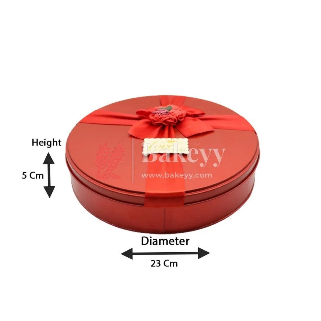 Red Round Empty Decorative Tin Box |Premium Luxury Box| 1 Piece - Image 5