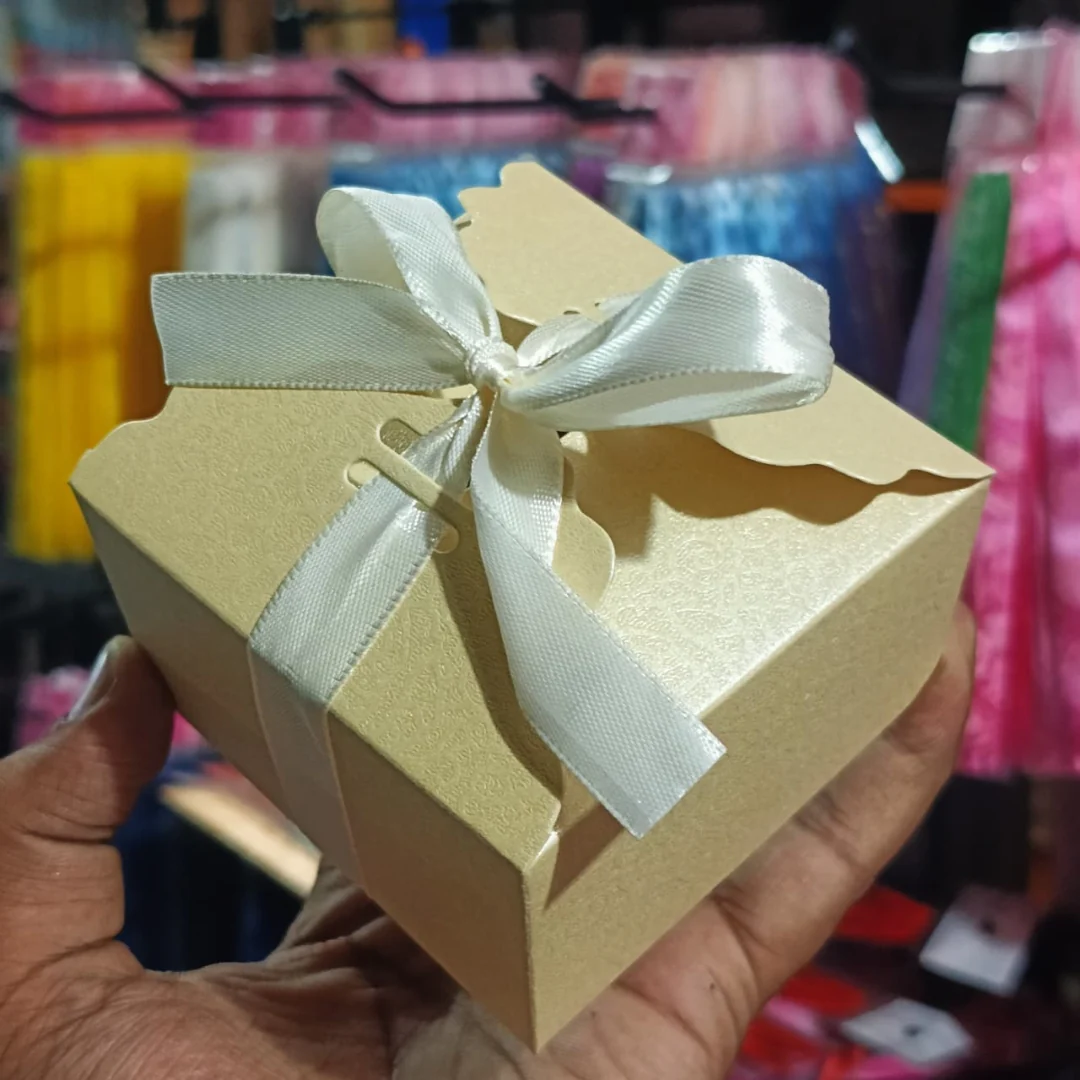 Ribbon Closure Gift Box | Textured Design | Premium Return Gift & Jewelry Packaging Box | Pack of 10 - Image 4