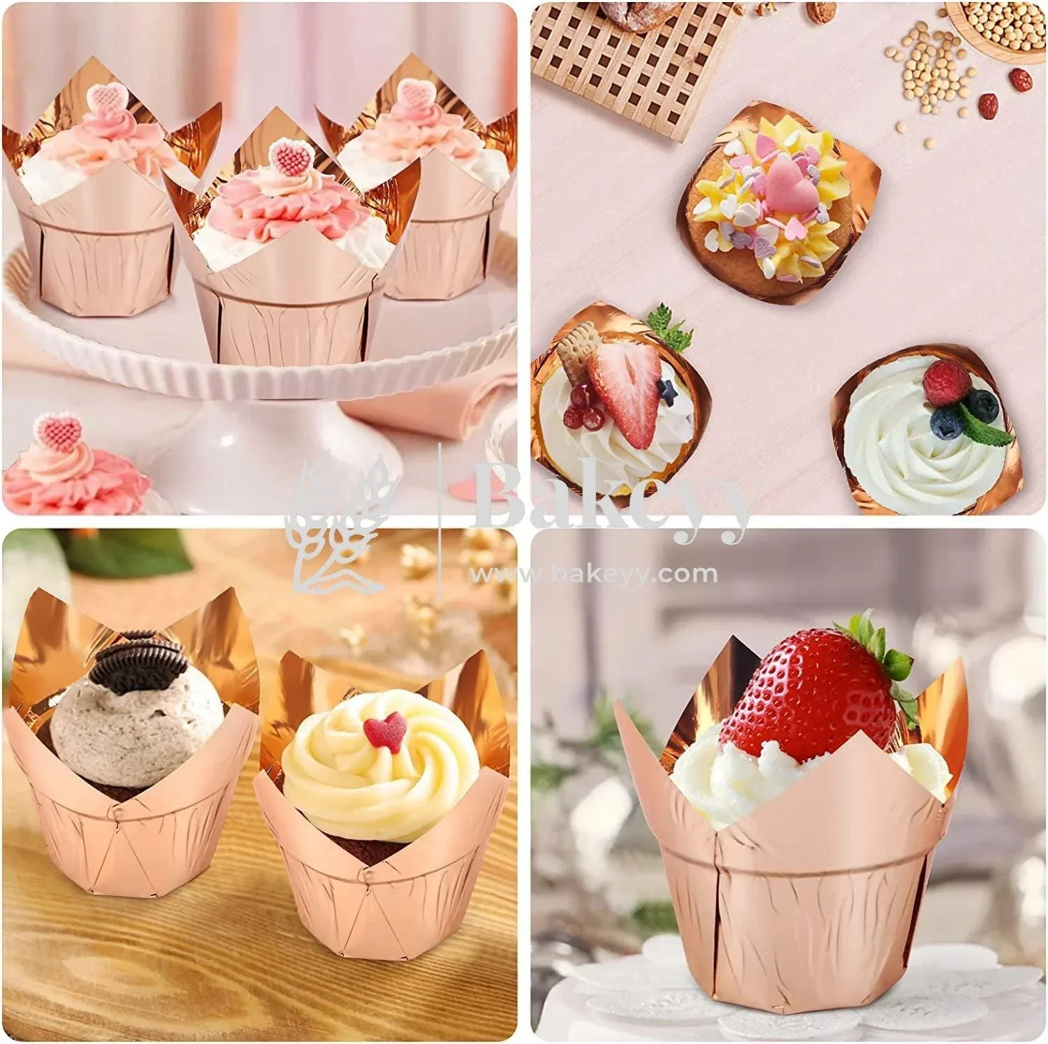 Rose Gold Tulip Cup | Pack of 50 | Muffin Cup | Cupcake Liners - Image 4