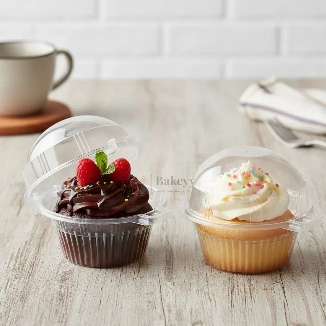 Round Clear PET Container with Attached Dome Lid | Cupcake and Dessert box | Disposable Food Packaging Box | Pack of 50 - Image 3