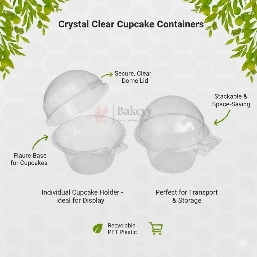Round Clear PET Container with Attached Dome Lid | Cupcake and Dessert box | Disposable Food Packaging Box | Pack of 50 - Image 5