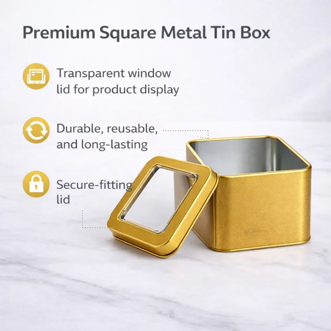Square Tin Box with Transparent Window Lid | Random Colors | Chocolates & Keepsakes | Pack of 12 - Image 5