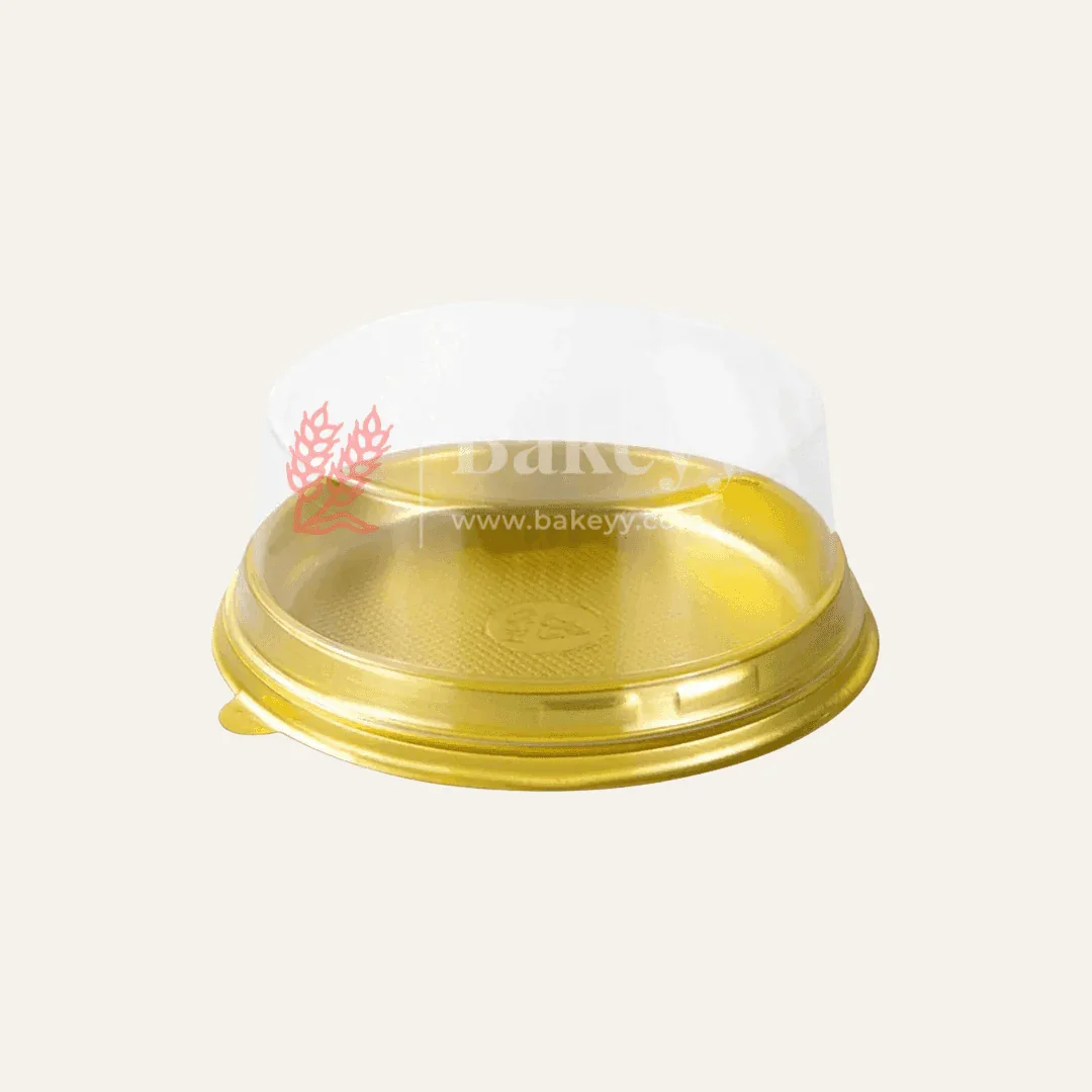 Bento Cake Container | Pack of 100 | Round Golden Plastic Cake Container with Clear Dome Lid | Individual Pastry Container - Image 11
