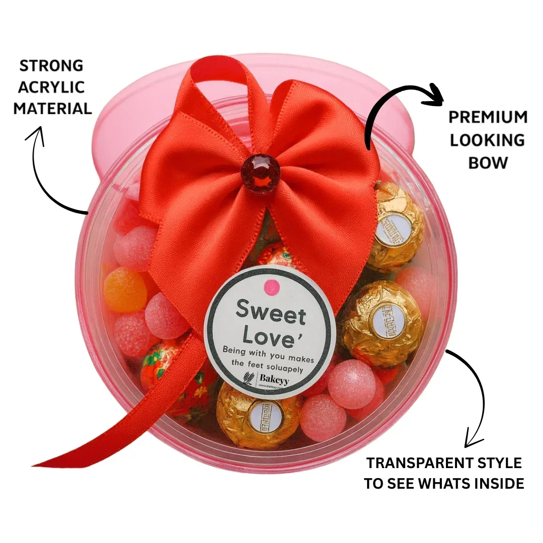 Round Red Empty Decorative Acrylic Box | Gift Box | Chocolate Box | Sweet Box | Jewellery Box | Plastic Box | Pack of 12 - Image 5