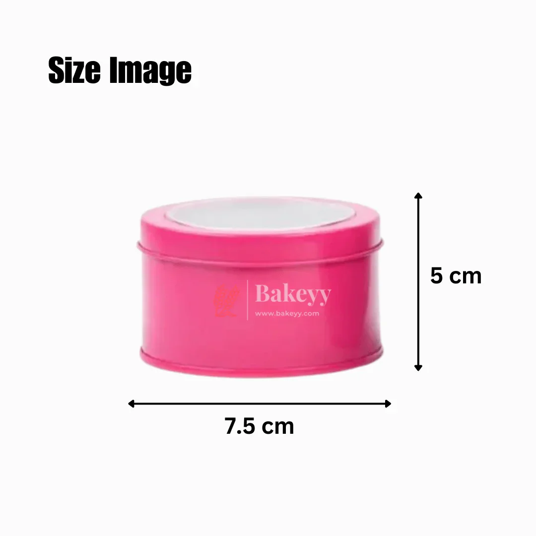 Round Tin Containers with Clear Lids | Gift Box, Chocolate Box, Sweet Box, Jewellery Box, Tin Box | Pack of 12 - Image 3