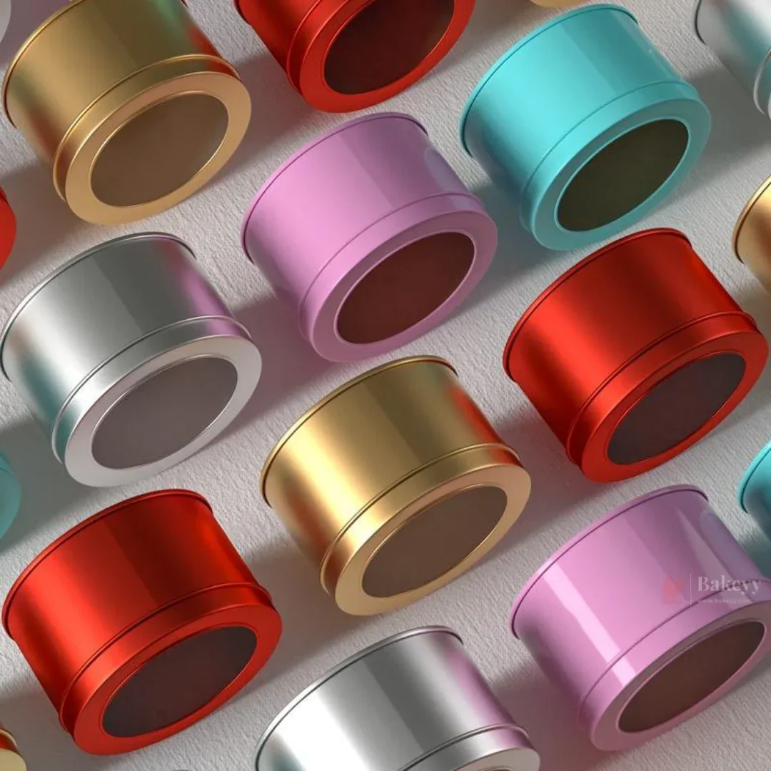 Round Tin Containers with Clear Lids | Gift Box, Chocolate Box, Sweet Box, Jewellery Box, Tin Box | Pack of 12 - Image 4