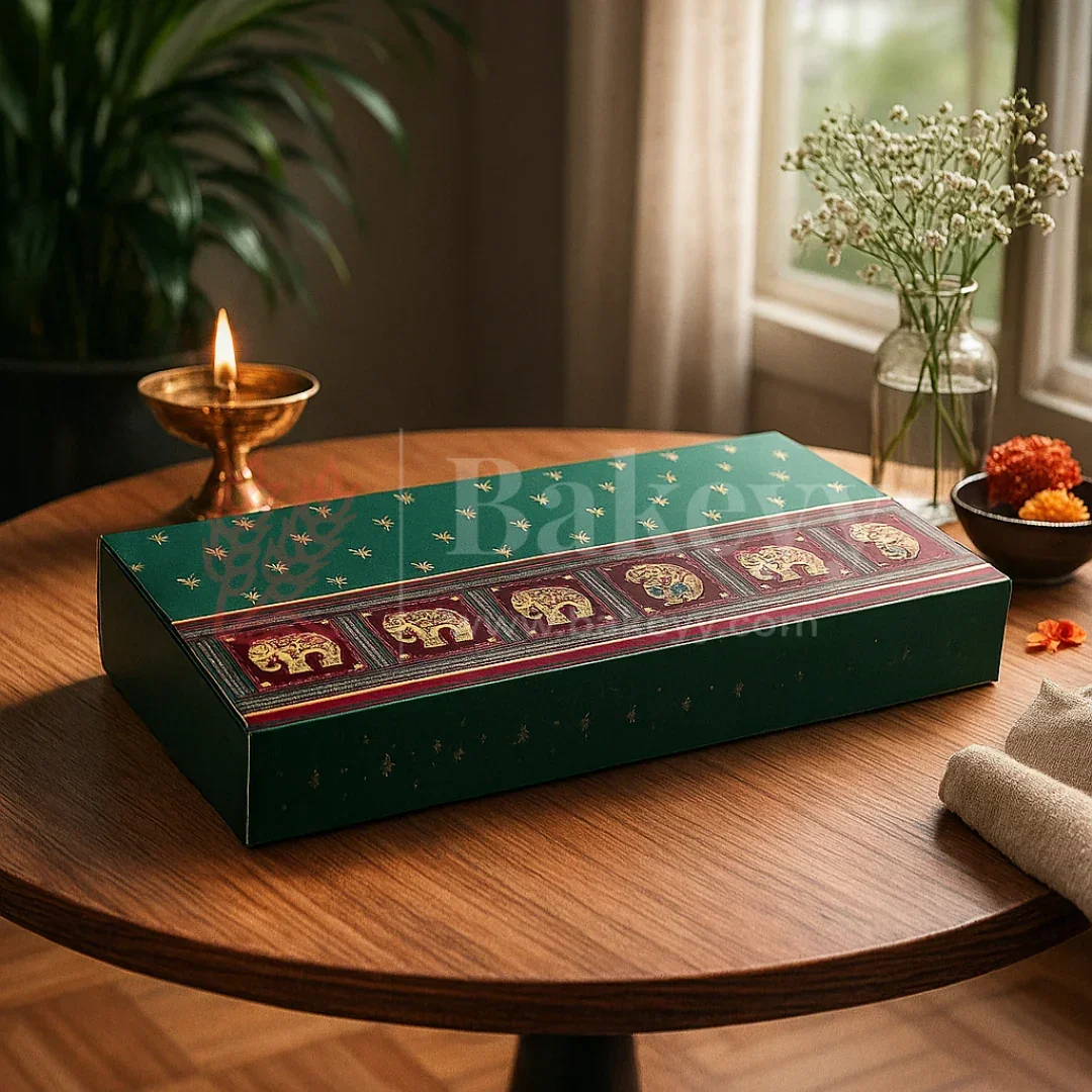 Royal Elephant and Peacock print 2 Brownie and 9 cavity Hamper Box | 1 Piece - Image 5