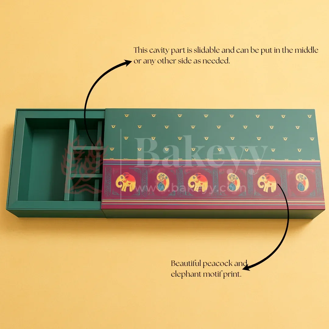 Royal Elephant and Peacock print 2 Brownie and 9 cavity Hamper Box | 1 Piece - Image 7