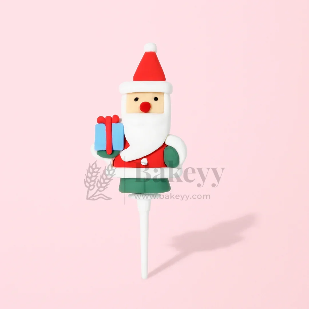 Santa Claus with Blue Gift Cake Topper | Christmas Miniature Figurines | Christmas Decor | Pack of 10 - Image 3