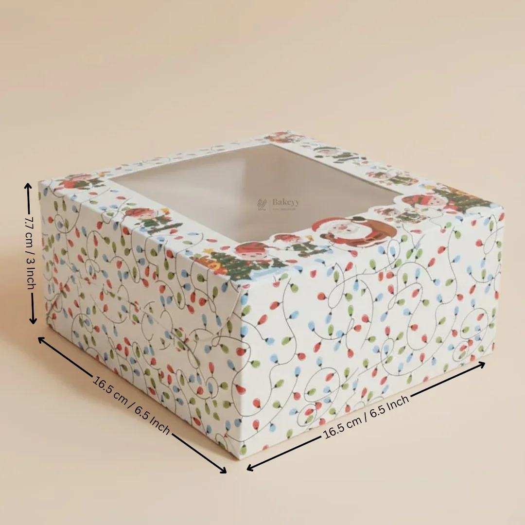 Santa Theme White Pastry Box | Christmas Pastry Box | Festive Bakery Packaging | Multi-Sizes | Pack of 25 - Image 4