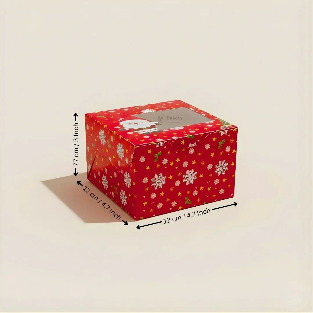 Santa Theme Red Pastry Box | Christmas Pastry Box | Festive Bakery Packaging | Multi-Sizes | Pack of 25 - Image 5