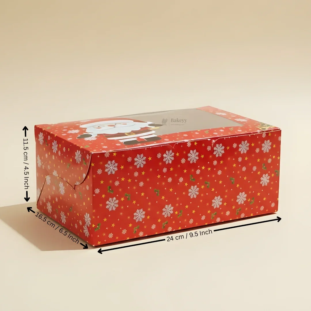 Santa Theme Red Pastry Box | Christmas Pastry Box | Festive Bakery Packaging | Multi-Sizes | Pack of 25 - Image 6
