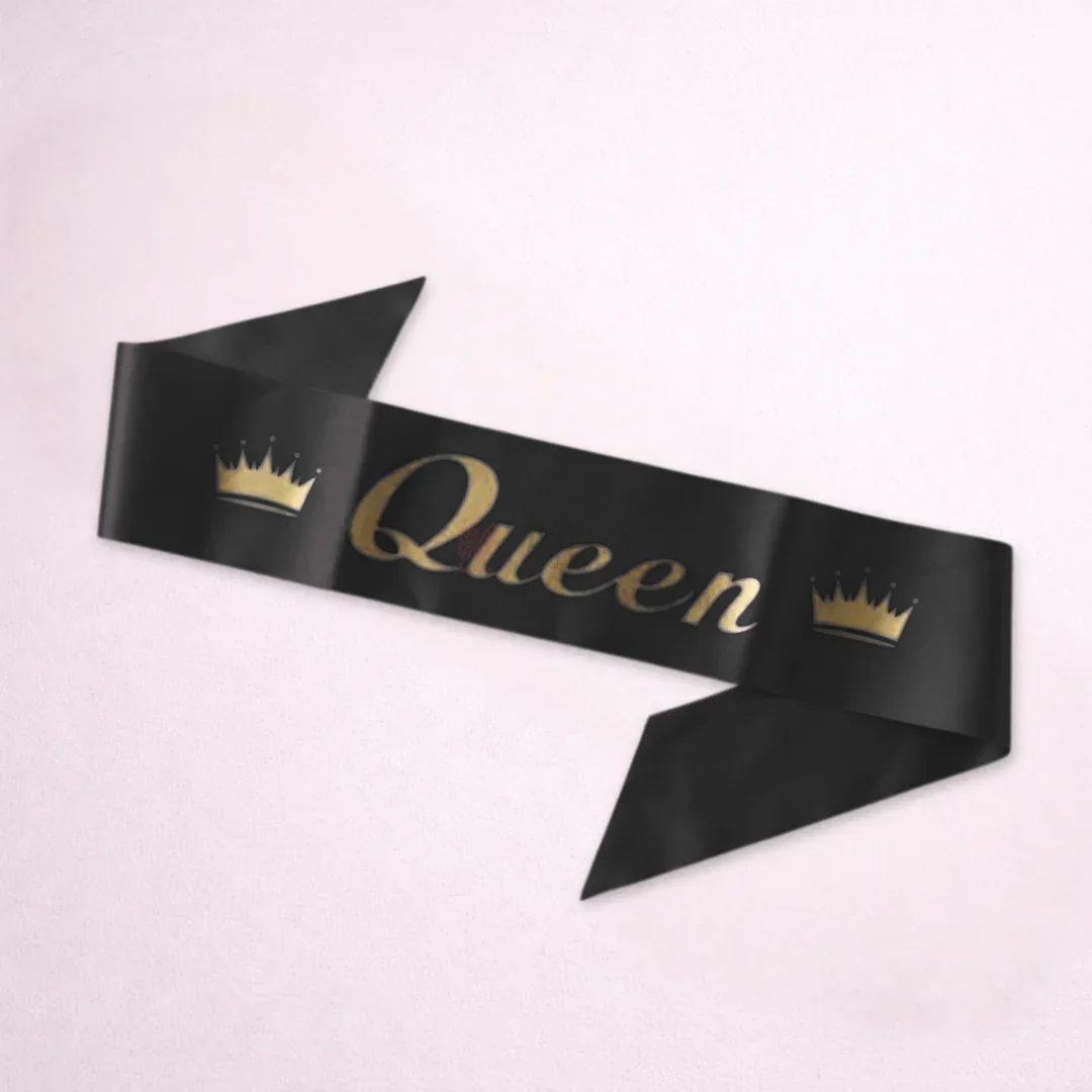 Women Queen Satin Party Sash with Crown Design | Pack of 1 - Image 4