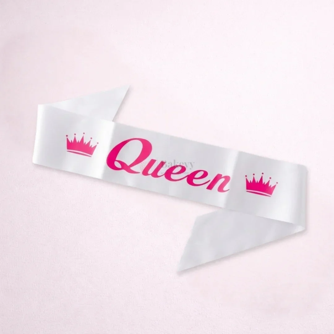 Women Queen Satin Party Sash with Crown Design | Pack of 1 - Image 5