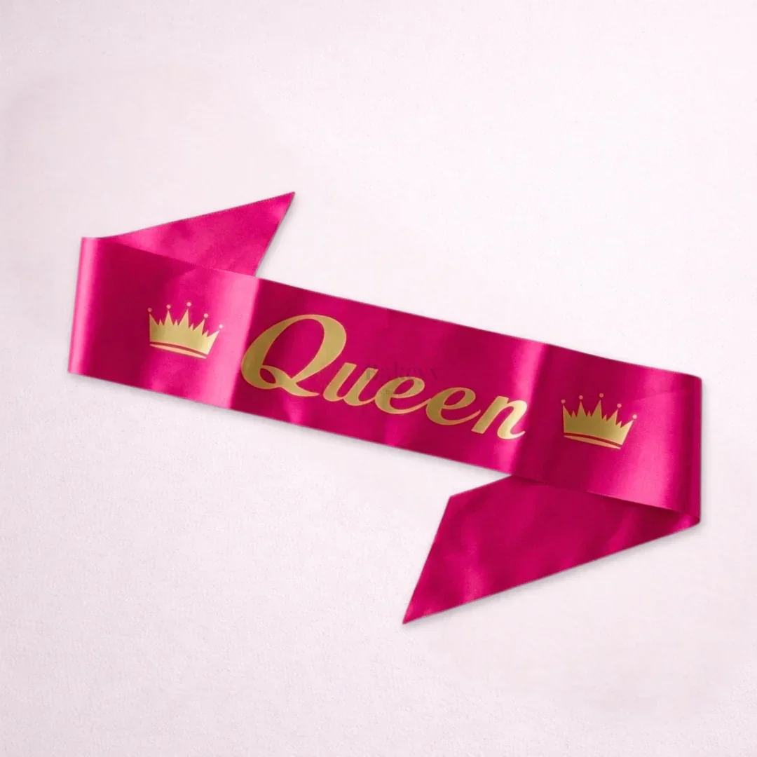 Women Queen Satin Party Sash with Crown Design | Pack of 1 - Image 6