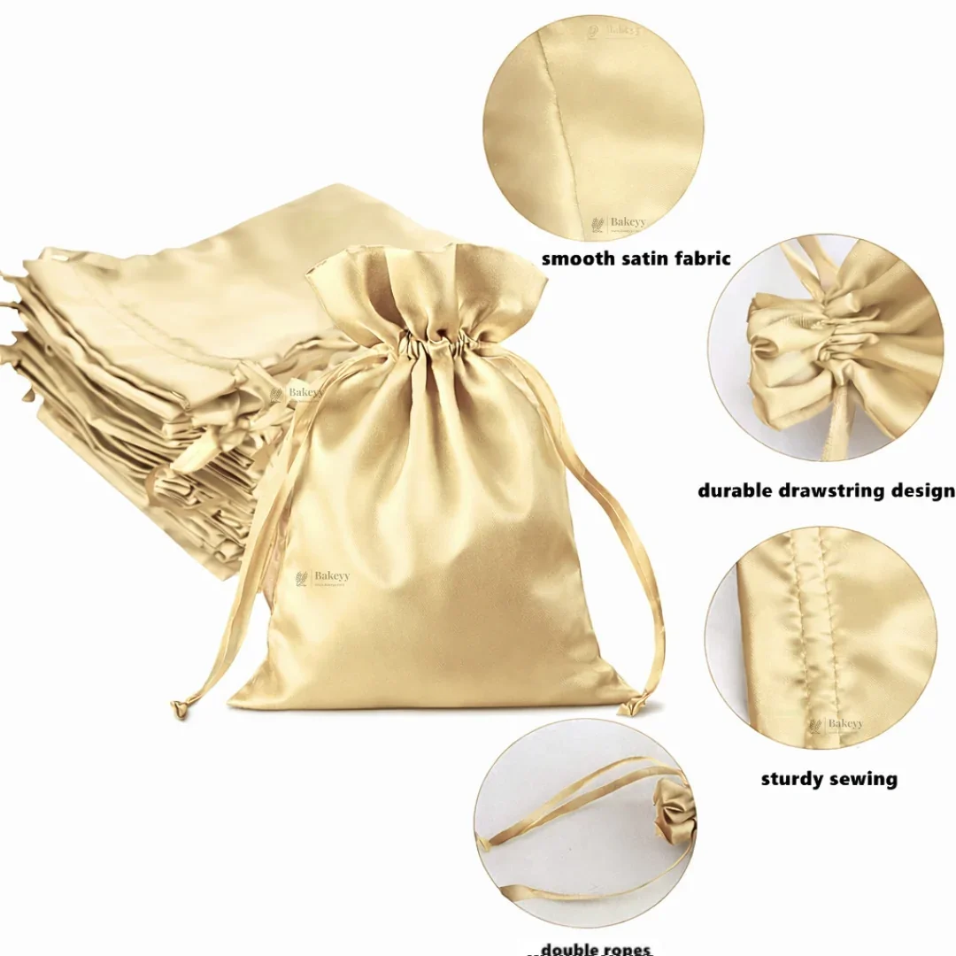 Satin Drawstring Potli Bags | Cream Color Color | 3 Size Options | Pack of 25 - Image 4