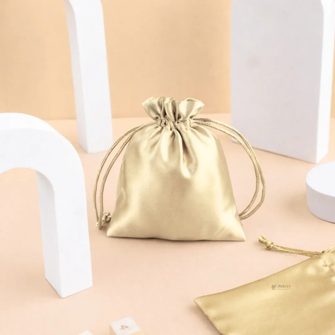 Satin Drawstring Potli Bags | Cream Color Color | 3 Size Options | Pack of 25 - Image 5