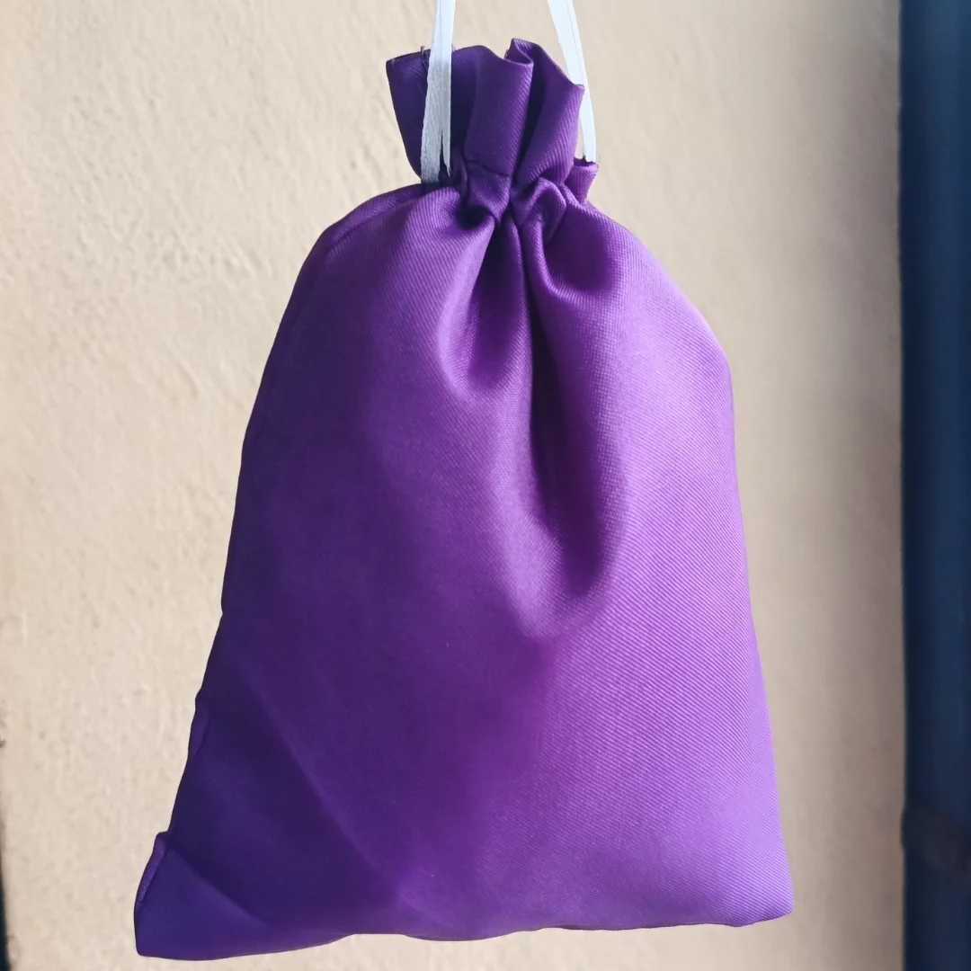 Satin Drawstring Potli Bags | Dark Purple Color | 3 Size Options | Pack of 25 - Image 3