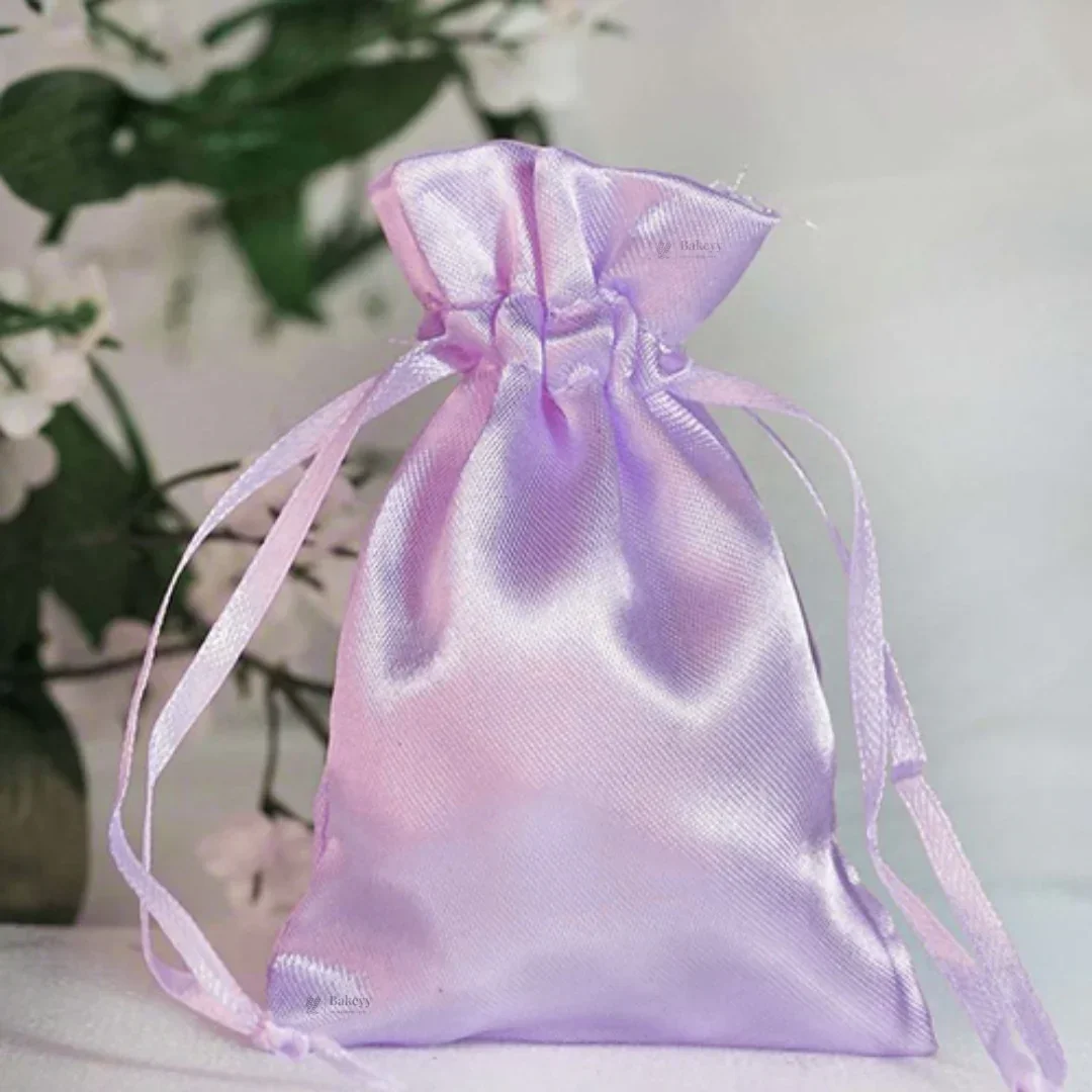 Satin Drawstring Potli Bags | Lavender Color | 3 Size Options | Pack of 25 - Image 4