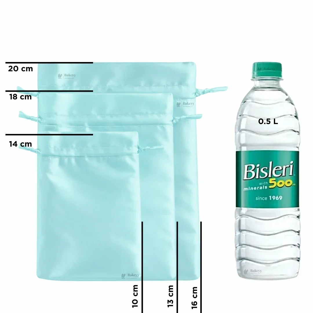 Satin Drawstring Potli Bags | Pastel Blue Color | 3 Size Options | Pack of 25 - Image 3
