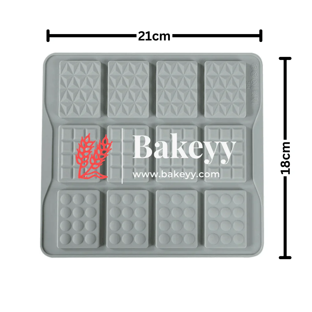12 Cavity Mini Bar Silicone Chocolate Mould |3 in 1 Design - Image 2
